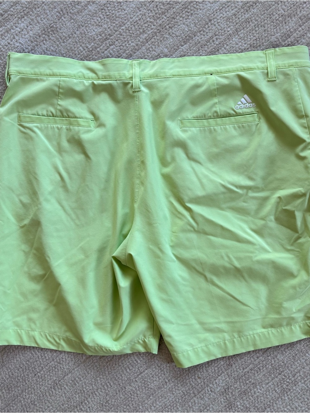 adidas Neon Lime Golf Athletic Shorts with Gray Waistband - Picture 7 of 8